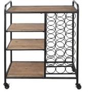 Clayre & Eef Keukentrolley  76x37x89 cm Zwart Hout Metaal Rechthoek Op...
