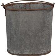 Clayre & Eef Decoratie Emmer  24x14x28 cm Grijs Ijzer Ovaal