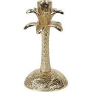 Metalen Kandelaar Palm Goudkleurig maat S 18.5 cm hoog