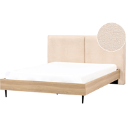 Beliani IZERNORE - Tweepersoonsbed-Beige-Bouclé