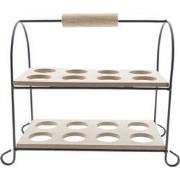 Clayre & Eef Eierhouder  21x11x20 cm Zwart Hout Metaal Eiermand