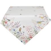 Clayre & Eef Tafelkleed  150x250 cm Wit Groen Katoen Rechthoek Bloemen...