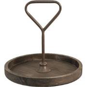 Clayre & Eef Etagère  33 cm Bruin Hout Rond Serveerschaal