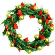 Kerstkrans met warme LED verlichting op batterij - 3xAA - 80 lampjes -...