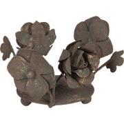 Clayre & Eef Theelichthouder Bloemen 5x8x6 cm Bruin Ijzer Waxinelichth...