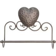 Clayre & Eef Handdoekhouder  25x8x20 cm Bruin Ijzer Hart Handdoekstang