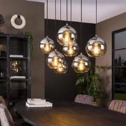 Industriële Hanglamp Juliette 7-lichts Smokey Glass