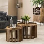 Ronde Salontafel Set van 2 Tory Mangohout Ø65-Ø50 cm