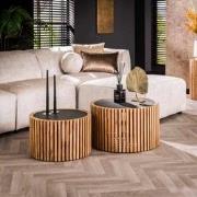 Ronde salontafel set Taylor leisteen acaciahout