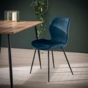 Set van 4 Eetkamerstoelen Velvet Blauw Shawn - Stof - Zonder Armleunin...