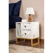 Nachtkastje Marmer Melamine Gouden Frame Pulsar