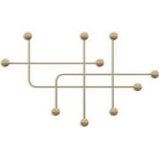 Kapstok voor aan de muur met 9 haken in goudkleurig metaal H64 cm  SAM...