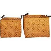 Clayre & Eef Opbergmand Set van 2  30x30x26 cm Bruin Rotan Vierkant Ma...