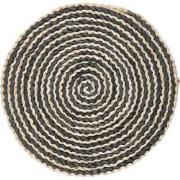 Clayre & Eef Placemat  Ø 35x1 cm Beige Zwart Stro Rond Tafelmat