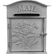 Clayre & Eef Brievenbus  26x10x31 cm Grijs Wit Metaal Bloemen Mail Wan...