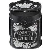 Clayre & Eef Brievenbus  26x10x35 cm Zwart Ijzer Bloemen Country couri...