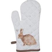 Clayre & Eef Kind Ovenwant  12x21 cm Wit Bruin Katoen Konijn