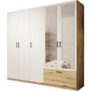 Meubella Kledingkast Audrey - Wit - 225 cm - Met spiegel