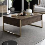Rechthoekige Salontafel Walnoot Luxe 90x60 - Gouden Frame