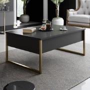 Rechthoekige Salontafel Antraciet Luxe 90x60 - Gouden Frame