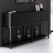 Modern Dressoir Zwart Lord 150x30x80 - Twee Vakken