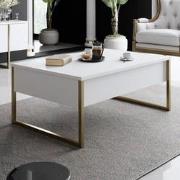 Rechthoekige Salontafel Wit Luxe 90x60 - Gouden Frame
