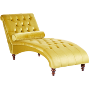 Beliani MURET - Chaise longue-Geel-Fluweel