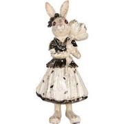 Clayre & Eef Decoratie Beeld Konijn 30 cm Beige Zwart Kunststof