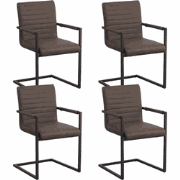 Set van 4 Eetkamerstoelen Kuba Industrieel Taupe - Kunstleer - Met Arm...