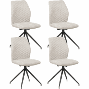 Set van 4 Draaibare Eetkamerstoelen Crème Charly Chenille Stof