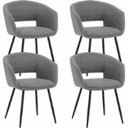 Set van 4 Scandinavische Eetkamerstoelen Don Grijs Stof Kuipvorm - Met...