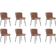Lewis & Loft Eetkamerstoel Lucy - Bouclé - Staal - Roestbruin - Set va...