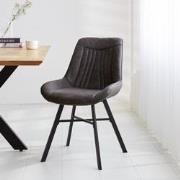 Set van 4 Eetkamerstoelen Jada Antraciet Ecoleer - Zonder Armleuningen