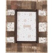 Clayre & Eef Fotolijst  10x15 cm Bruin Wit Hout Glas Rechthoek Fotokad...