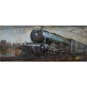 Clayre & Eef Muurdecoratie  180x56 cm Grijs Ijzer Rechthoek Trein Wand...