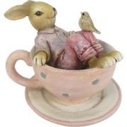 Clayre & Eef Beeld Konijn 10x8x8 cm Bruin Roze Polyresin Woonaccessoir...