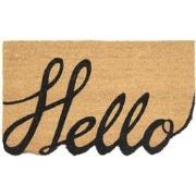 Clayre & Eef Deurmat  75x45 cm Bruin Zwart Kokosvezel Pvc Hello Kokosm...