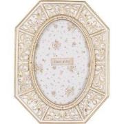 Clayre & Eef Fotolijst 10x15 cm Wit Goudkleurig Kunststof Glas
