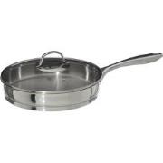 PFAS Vrij Dubbelwandige RVS Hapjespan met deksel 28 cm - Zilver