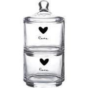 Clayre & Eef Voorraadpot Deksel  Ø 10x21 cm Glas Rond Hart Love Voorra...