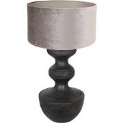 Anne Lighting - tafellamp - Lyons - zwart - hout velours stof - Ø 40cm...
