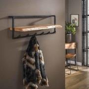 Industriële Kapstok Dewi 6-Haaks Acaciahout - Met Hoedenplank