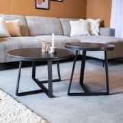 Salontafel Set van 2 Tanner Rond Marmerlook Zwart Rond