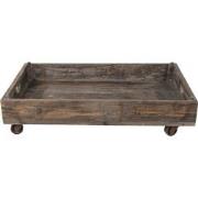 Clayre & Eef Decoratie Dienblad op Wielen  73x44x16 cm Bruin Hout Meta...