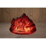 KAMPVUUR 40X40X24CM 5M AANLOOPSNOER ZWART / IP44 TRAFO MET TIMER / GES...