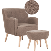 Beliani TUMBA - Fauteuil-Bruin-Bouclé