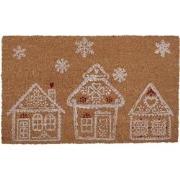 Clayre & Eef Deurmat 75x45 cm Bruin Kokosvezel PVC Huizen Kokosmat