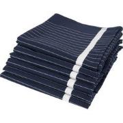 Twentse Damast Theedoekenset - 6 stuks - Pine Streep Navy Blauw