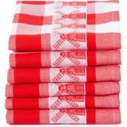 Twentse Damast Theedoekenset - 6 stuks - Molen Rood