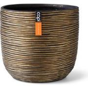 Pot bol Rib 17x15 zwart goud bloempot